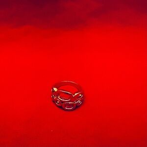 Silver Tone Linked Circle Stack Ring